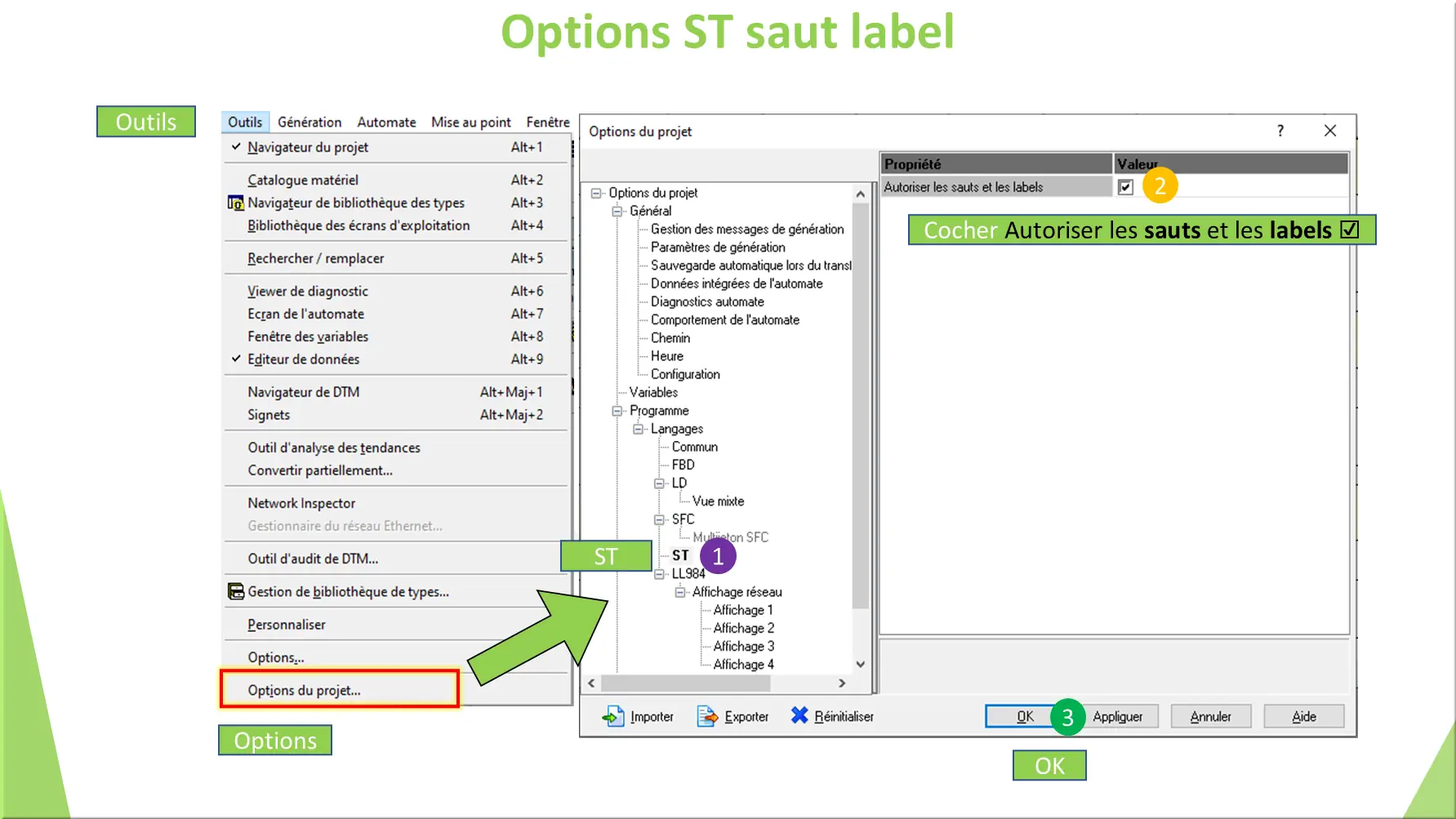 Options ST saut label